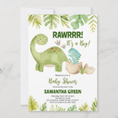 Invitation Baby shower Boy Dinosaur (Devant)