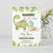 Invitation Baby shower Boy Dinosaur (Debout devant)