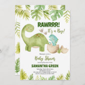 Invitation Baby shower Boy Dinosaur (Devant / Derrière)