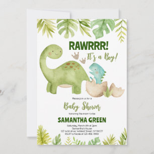 Invitation Baby shower Boy Dinosaur