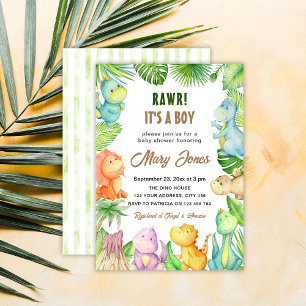 Invitation Baby shower Boy Dinosaur