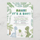 Invitation Baby shower Boy Dinosaur (Devant / Derrière)