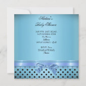 Invitation Baby shower Boy Polka Dot Bleu Prince Couronne Noi (Dos)