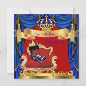 Invitation Baby shower Boy Prince Royal Blue Red Ethnic (Devant)