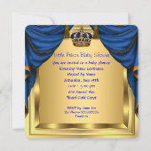 Invitation Baby shower Boy Prince Royal Blue Shoe Gold (Dos)