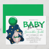Invitation baby shower, Boy Rabbit Invitation (Devant / Derrière)