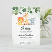 Invitation Baby shower Boy Safari Jungle (Debout devant)