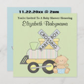 Invitation Baby shower Boy Train Traversée Design décoratif (Devant / Derrière)