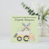 Invitation Baby shower Boy Train Traversée Design décoratif (Debout devant)