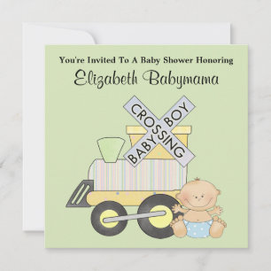Invitation Baby shower Boy Train Traversée Design décoratif