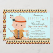 Invitation Baby shower Boy Tribal Boy de Boho (Devant / Derrière)