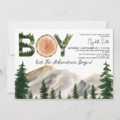 Invitation Baby shower Boy Watercolor Mountains (Devant)