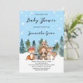 Invitation Baby shower Boy Winter Woodland (Debout devant)