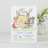 Invitation Baby shower Boy Woodland Forest (Debout devant)