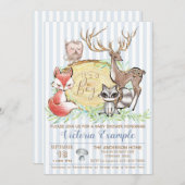 Invitation Baby shower Boy Woodland Forest (Devant / Derrière)