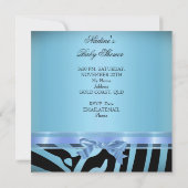 Invitation Baby shower Boy Zebra Blue Prince Crown Black (Dos)