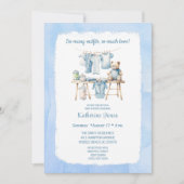 Invitation Baby shower Boys Clothesline Teddy Bear (Devant)