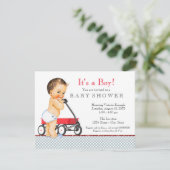 Invitation Baby shower Boys Red Wagon (Debout devant)