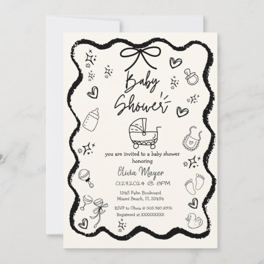 Invitation Baby shower branché à main coulissante (Devant)