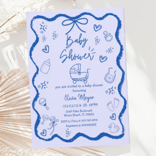 Invitation Baby shower branché à main coulissante