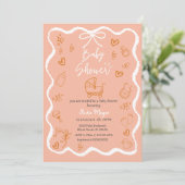 Invitation Baby shower branché à main coulissante (Debout devant)