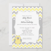 Invitation Baby shower branché de fille de hibou jaune et gri (Devant)