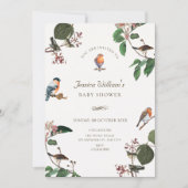 Invitation Baby shower Branche Feuilles Oiseau (Devant)