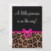 Invitation Baby shower branché Hot Pink et Black Leopard Bow (Devant)