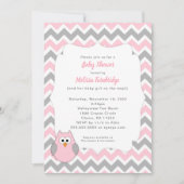 Invitation Baby shower branché pour filles de Chouette rose e (Devant)