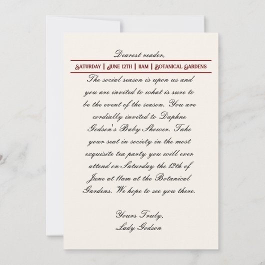 Invitation Baby shower Bridgerton (Dos)