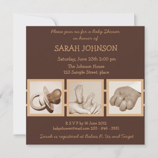 Invitation Baby shower Brown (Devant)
