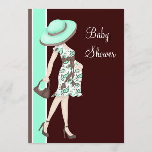 Invitation Baby shower Brown au chocolat vert à la menthe