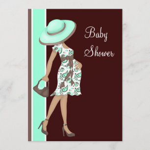 Invitation Baby shower Brown au chocolat vert à la menthe