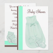 Invitation Baby shower Brown au chocolat vert à la menthe (Devant / Derrière)