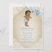 Invitation Baby shower Brown bébé bébé garçon ours et bleu ga (Devant)