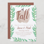 Invitation Baby shower Brown Citrouille Leaf Automne Kraft (Devant / Derrière)