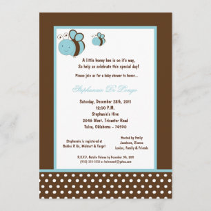 Invitation baby shower Brown d'abeille du miel 5x7