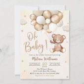 Invitation Baby shower Brown de ballons d'ours en peluche (Devant)