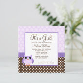 Invitation Baby shower Brown de fille de point de polka de (Debout devant)