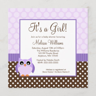 Invitation Baby shower Brown de fille de point de polka de