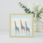 Invitation Baby shower Brown de Giraffes Bleues (Debout devant)