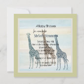 Invitation Baby shower Brown de Giraffes Bleues (Dos)