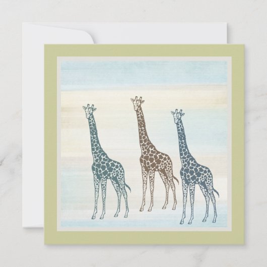 Invitation Baby shower Brown de Giraffes Bleues (Devant)