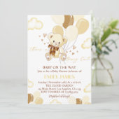 Invitation Baby shower Brown de l'ours en peluche (Debout devant)