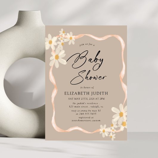 Invitation Baby shower Brown de marais