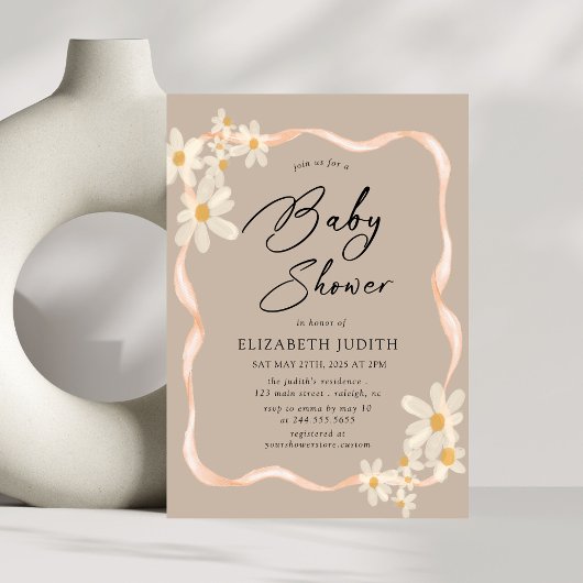 Invitation Baby shower Brown de marais