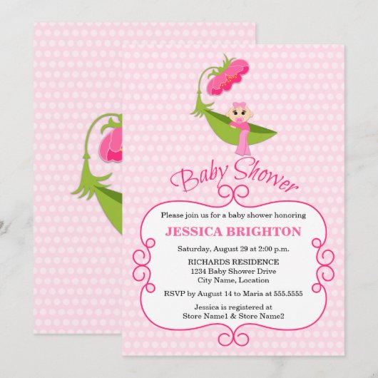 Invitation Baby shower Brown des yeux de pois mignon (Devant / Derrière)