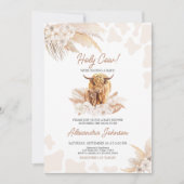 Invitation Baby shower Brown Highland Cow (Devant)