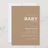 Invitation Baby shower Brown minimaliste élégant (Devant)