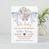 Invitation Baby shower Brown Ours Et Bow (Debout devant)